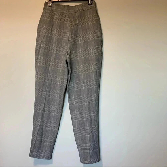 NWT Nasty Gal prince of wales check plaid grey high  rise tapered pants - Picture 4 of 4